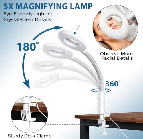 Image of Professional 2 in 1 Facial Steamer for Face Deep Cleaning Ozone Face Steamer with 5X Magnifying Lamp Hot Mist Function for Salon Spa Home Beauty Equipment