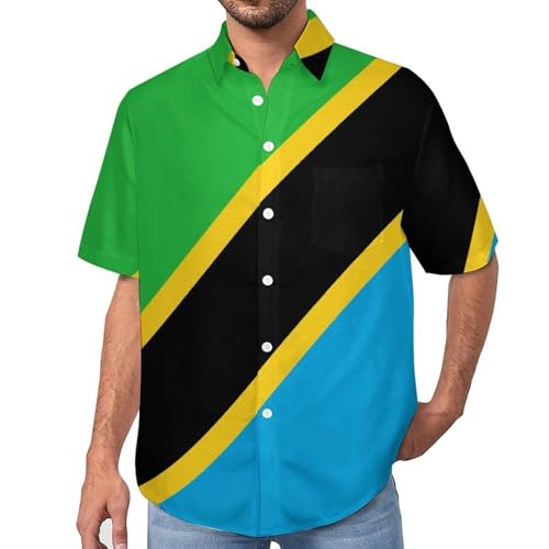 Chemise homme manches courtes Tanzanie à imprimé 3D haute définition style hawaïen décontracté