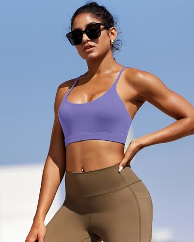 Image of RUNNING GIRL Sports Bras for Women,Y-Back Medium Support Workout Sports Bra Padded Racerback Supportive Bras Push up(WX3048 Purple L)