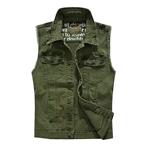 Chaleco vaquero para hombre estilo retro informal y ajustado sin mangas denim