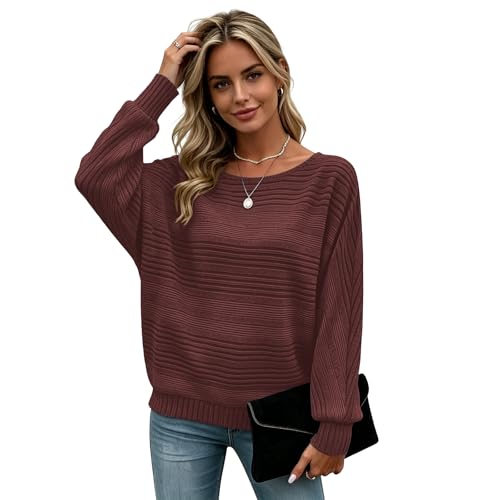 Image of Women's Batwing Tunic Tops, Long Sleeve Shirts Blouses, Business Casual Sweater for Office Work