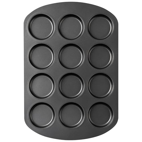 Tiawudi Muffin Top Pan, 12 Cavity Cupcake Pan, 3 Inch Nonstick Bakeware for Eggs, Cornbread, Cookies, Whoopie Pies and Yorkshire Pudding  