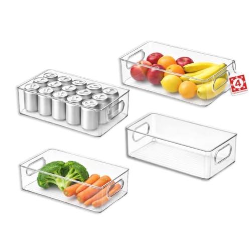 Kit Organizador Acrílico Multiuso (4 Unidades) – Caixa Organizadora para Geladeira, Armári...