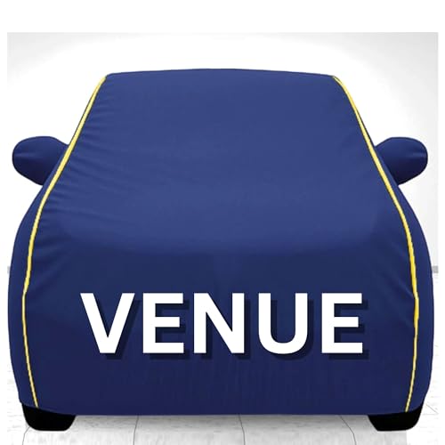 Image of 100% Waterproof Car Cover for Venue UV Protection, Dustproof, Windproof | Custom Fit with Mirror Pockets, Belt & Buckle | All Weather Outdoor Body Cover(Blue)