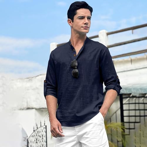 Image of Beige Color Cotton Blend Mandarin Neck Short Kurta Straight Kurta for Men (S)