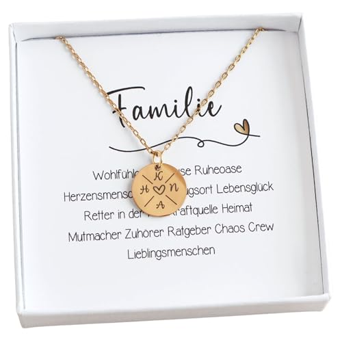 Familienkette Kette Familie Freundschaftskette Paar Kette personalisierte Kette mit Gravur Gold Silber Roségold Geschenk für Mama Schwester Freundin zum Geburtstag Muttertag