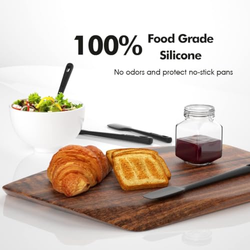 Image of ChefAide 4 Pieces Silicone Spatula Set, Food Grade Rubber Spatula, Upgrade Strong Handle with Ergonomic Grip, Heat Resistant Up to 600F for Nonstick Cookware, Cooking Baking Mixing, Black (SP4)