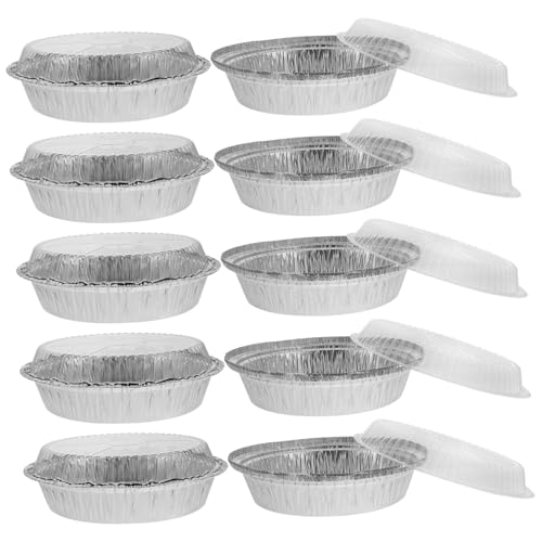 NUOLUX 50セット 使い捨てアルミホイルトレイ透明蓋付き バーベキュー用耐熱オーブン対応 食品保存や調理になスタッカブルプ