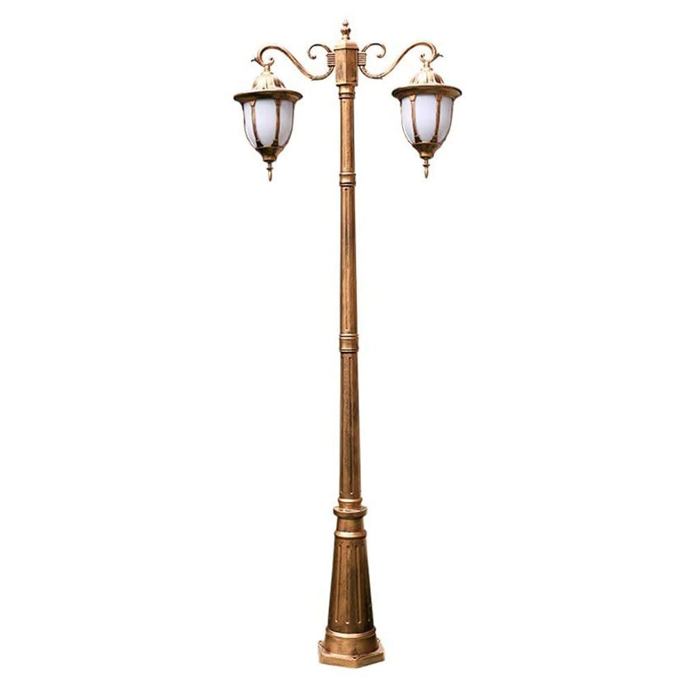 QUSYZD Strong Durable European Ip55 Aluminum Metal Retro Garden Post Pillar Lamp Glass Lantern Waterproof Landscape Lawn Column Street Light E27 2-Lights Villa Path Simplicity,Brass-260cm