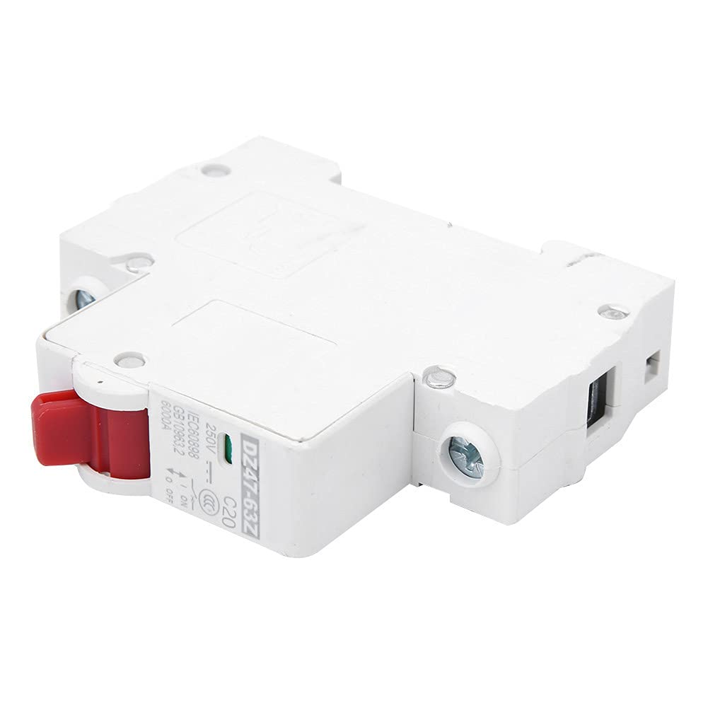 12 sztuk DZ47-63Z DC250V 1P MCB, miniaturowy wyłącznik nadprądowy do systemów fotowoltaicznych, przełącznik powietrza prądu stałego ze srebrnymi stykami i montażem szynowym (20A)