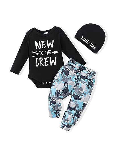 Image of Newborn Infant Baby Boy Clothes Fall Winter Outfits New to The Crew Outfit Toddler Baby Boy Clothes Set