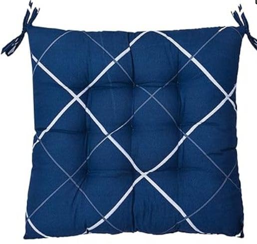 Image of Aditi Creations Printed Chair Pad with Ties, Tufted Microfiber Seat Cushion for Dining, Office & Study Chairs, Cotton Filled Square Chair Cushion, 16 x 16 Inch Soft Comfortable Chair Pad