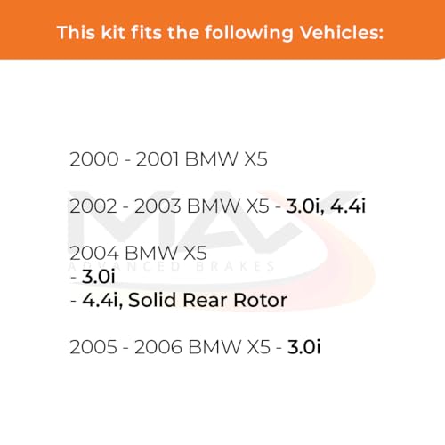 Image of Max Advanced Brakes Front & Rear Brake Kit Compatible With 2000 2001 2002 2003 2004 2005 BMW X5 Replacement Premium OE Disc Brake Rotors and Ceramic Brake Pads
