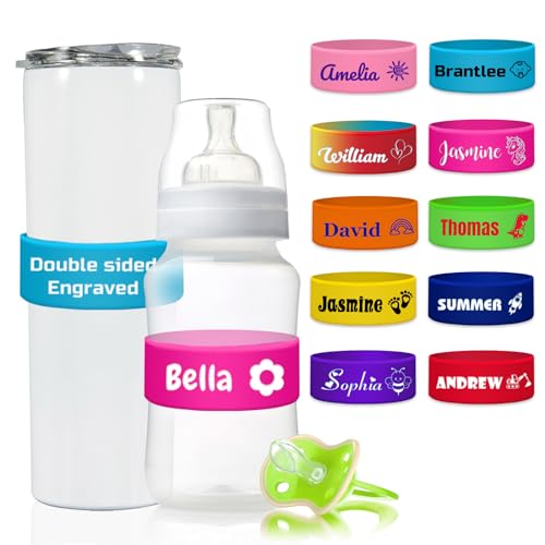 Personalized Baby Bottle Labels for Daycare Custom Water Bottle Name Bands Customized Engraved Reusable Silicone Sippy Cup Labels 1PCS