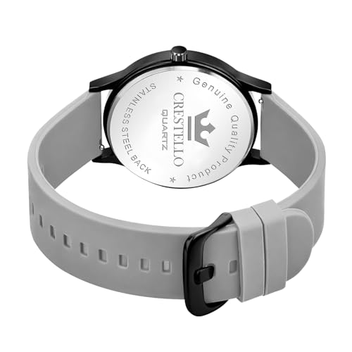 Image of CRESTELLO Silicone Strap Analog Wrist Watch for Men (Black /Blue /Green /Brown /Grey) | 1 Year Warranty* | CR-BK254