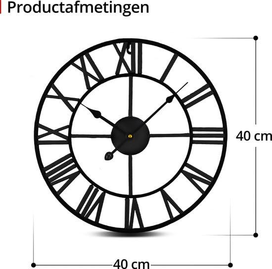 duży czarny zegar ścienny metalowy z cyframi rzymskimi - stylowy i ponadczasowy design - 40 cm (czarny)