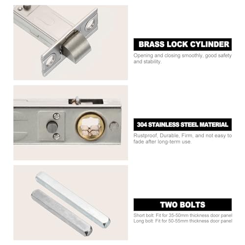 PATIKIL Round Recessed Door Lock for 35-55 mm Thick Door Panel, Stainless Steel 304 Hidden Recessed Cup Door Handle, Furniture Pulls Latch Knob for Privacy Pocket Door, Silver