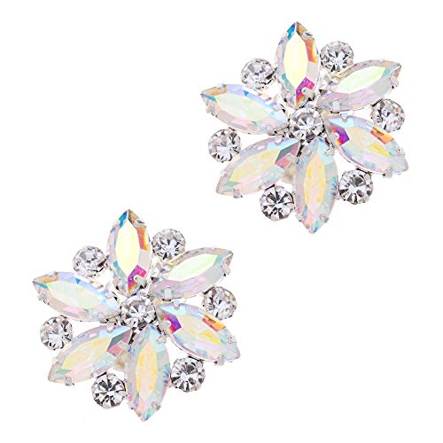 Ruihfas Fashion Bridal Wedding Party Shoe Clips Rhinestone Shoe Buckle Multi Color, 2Pcs (Colorful)