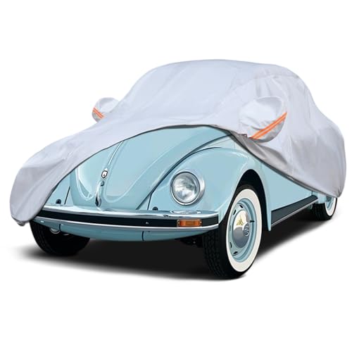Coverra Car Cover Custom Fit for VW Beetle Bug 2-Door 1960-1980, 6 Layer Heavy Duty Waterproof All Weather Car Tarp Outdoor Protection with Cotton Lining