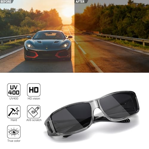 Image of HAOLOTA Night Vision Driving Over Glasses, Polarized Nighttime Glasses Men Women Anti Glare Yellow Tinted Lens