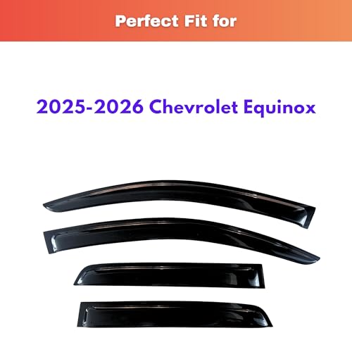Image of KPY Rain Guards Fit for 2025-2026 Chevrolet Equinox, Out-Channel Window Visors Vent Wind Deflectors 4PC, Car Accessories for 25-26 Chevy Equinox
