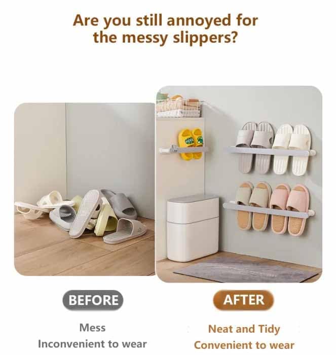 Electroglow Shoes Rack Wall Mounted Slipper Rack Door Back Shoe Holder Shoes Hangers Slipper Storage Organizer for Home Bathroom Towel Bar Storage Organizer for Home Bathroom 3