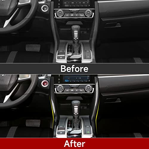 Image of Side Gear Shift Panel Strips Trim Decals for Honda Civic 2016-2021 10th Gen Accessories Car ABS Carbon Fiber Interior Stickers