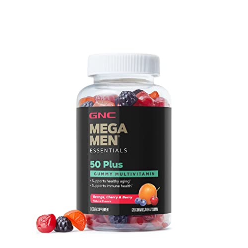 GNC Mega Men Essentials 50 Plus Gummy Multivitamin | Supports Healthy Aging and Immune Health | Orange, Cherry, and Berry | 120 Count - Image 3