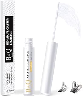 Cluster Lash Glue 5 ML B&Q LASH Bond Transparent Long Lasting Eyelash Glue for DIY Eyelash Extension Lash Cluster Glue Mascara Glue for Lash Clusters Waterproof Glue for Cluster Lashes (Clear,5ml)