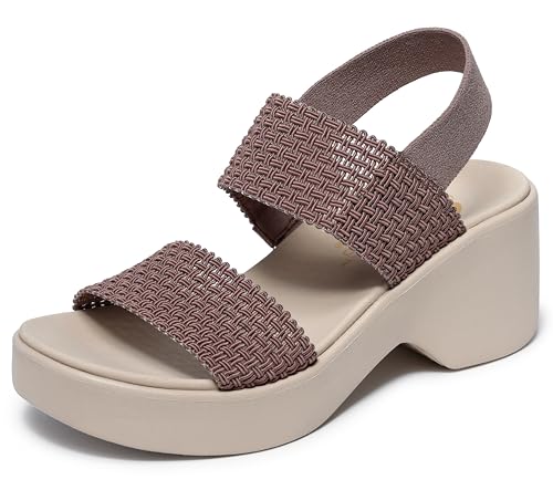 Skechers Sandali da donna Cali Day con zeppa, Marrone, 39 EU