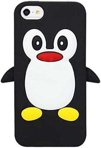 iPhone 5 Case, MyCell Penguin Silicone Protective Case + Free Screen Protector for Apple iPhone 5/5S - Black