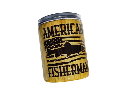17 oz American Fisherman Natural Wodgrain Handmade Stainless Steel Insulated Epoxy Tumbler Drinking Cup