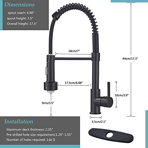 Kitchen Sink Faucet,Pull Down Kitchen Faucet,Matte Black One Hole Or 3 Hole Faucet Kitchen Faucet Commercial Kitchen Faucet #TOP2