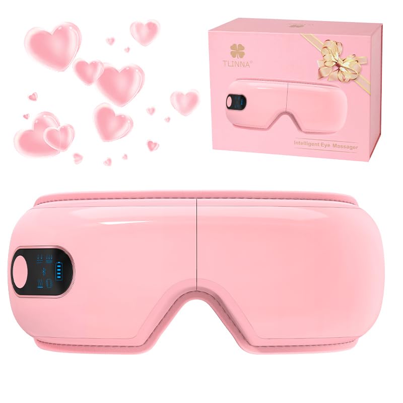 Eye Massager with Airbag Kneading Constant Temperature Hot Compress Multi-Frequency Vibration and Bluetooth Music Blush Pink Large