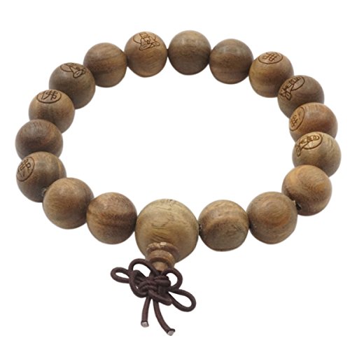 12mm Sandalwood Beads Bracelet Wrist Tibetan Meditation Buddhist Prayer Mala Elastic Bracelet
