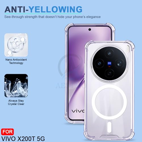 Image of AESTMO Clear Back Cover for VIvo X200T 5G | 360 Protection | Transparent Back Cover for VIvo X200T 5G (PC + TPU, Compatible with MagSafe Accessories, Transparent Bumper)