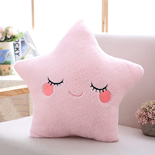 Image of unlockgift Moon Shaped Pillows Plush Star Cloud Water Drops Cute Throw Pillows for Bedroom/Play Room/Nursery Decoration-Pink-Star 17.7inch