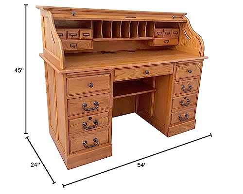 Roll-Top-Desk-Solid-Oak-Wood-Executive-Desk-54wx24dx45h-Honey-Harvest-Oak-Finish-Office-Secretary-Organizer-Roll-Hutch-Top-Easy-Assembly-Quality-Crafted-Construction-Locking-File-Drawers-Dovetailed Roll Top Desk Solid Oak Wood Executive Desk 54wx24dx45h Honey Harvest Oak Finish Office Secretary Organizer Roll Hutch Top Easy Assembly Quality Crafted Construction Locking File Drawers Dovetailed