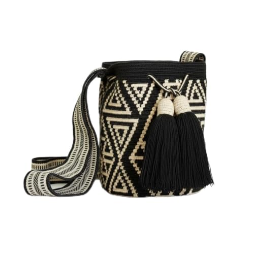 Bolsa feminina pequena NEUTRAL WAYUU bolsa tejida original colombiana padrão de crochê autêntico presente da Colômbia