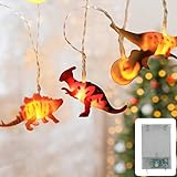 🦕 KOMFORT: erzeugt eine angenehme Stimmung in jedem Zimmer – Die Dinos Kinderzimmer Hausbett Wand Dekoset Lampe für Jungen und Mädchen – dinosaur lichterketten 3 AA Batterien für Betrieb benötigt