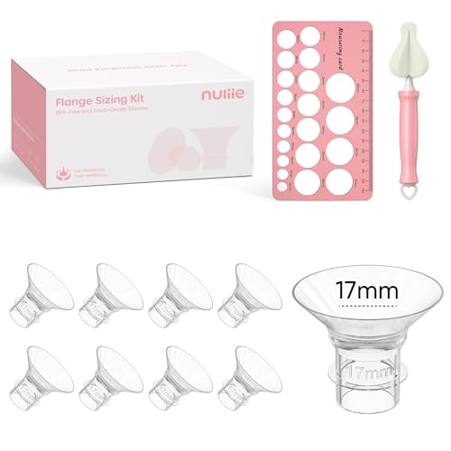Image of Nuliie 8PCS Silicone Flanges Insert Replacement Kit, Flange Sizing Kit 17mm for 24mm Flange/Shield Breast Pumps, Pumping Essential Kit for Moms