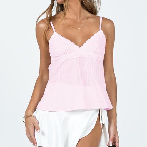 Women Y2K Cami Shirt Sexy V Neck Sleeveless Peplum Crop Top Spaghetti Strap Babydoll Tank Tops Going Out Camisole2