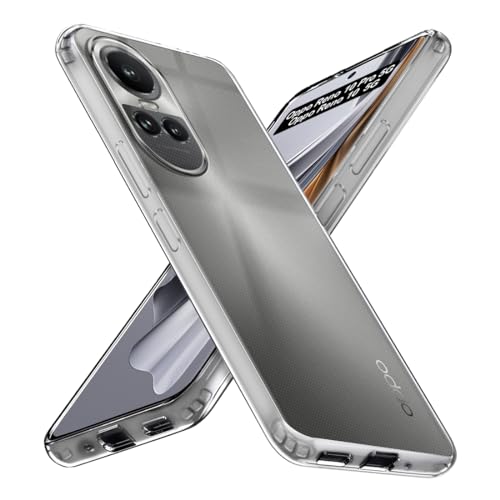 Image of Fashionury Crystal Clear Case for Oppo Reno 10 5G / Reno 10 Pro 5G | Yellowing Resistance | Transparent TPU Silicone | Raised Camera Lips | Slim Transparent Cover