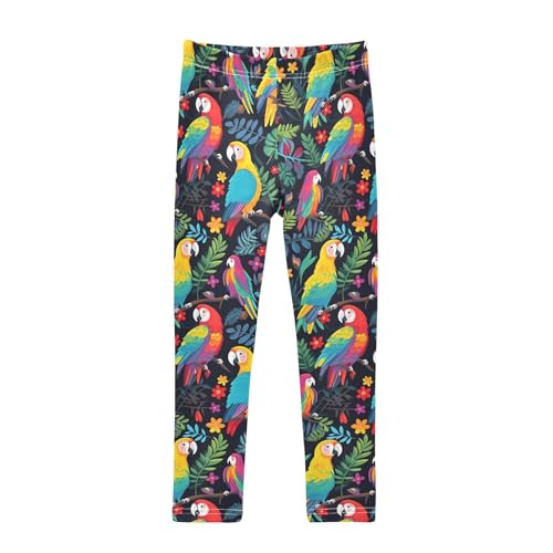 ALAZA Girls' Leggings Children's Yoga Pants Skinny Printed Dance Parrot Bird Colorful Comfortable 4T