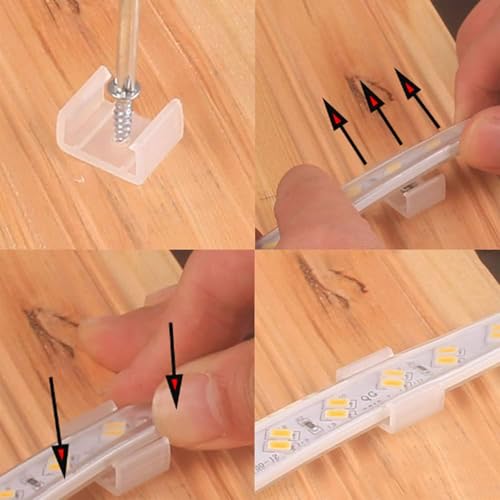 Image of 120pcs LED Strip Light Clips Neon Mounting Clips 10 /13 /16MM Size Make The Neon Signs Flexible Light Strip Fixing Card (A.10MM /0.39INCH)