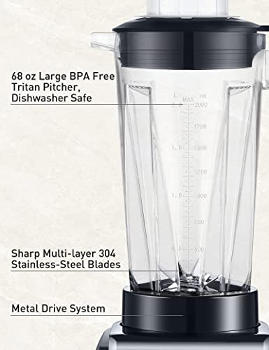 JOYOUNG Blender with LED Screen 5 Programs, 68oz Blender for Shakes and Smoothies, 1300W 10 Speeds Smoothie Blender - Image 6