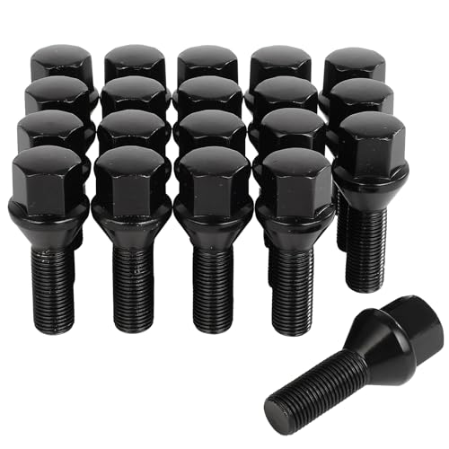 Image of SCITOO M12x1.25 Lug Nuts Set Black 28mm Shank Length Wheel Lug Bolts,20Pcs | 12x1.25 Lug Bolts Studs Hex 17mm Fit for Jeep Compass for Jeep Renegade for Cherokee for Fiat for Chrysler 200 for Dodge Dart