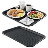 Serviertablett Non Slip, 2 Stück Rechteckig Mittel Tablett Frühstückstablett Fast Food Tabletten, Kunststoff Teetablett für Küche Café Restaurant Bar, Stapelbar Kellnertablett für Lebensmittel Snacks