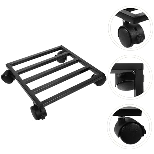 Support à roulettes pour plantes en fer noir robuste de 25cm - 8