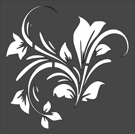 Amazon Co Jp ステンシル ペイントデザイン 渦巻き 葉 植物 花 5 5 X 5 5 ホビー